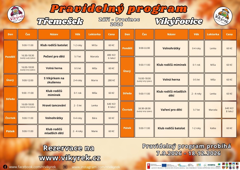 Pravidelný program podzim 2026