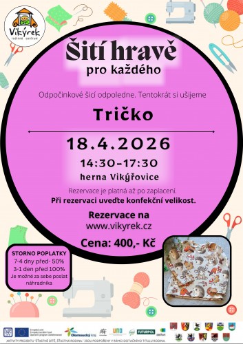  Kurz Šití - Tričko 18.4.2026 (KAPACITA NAPLNĚNA)