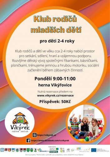  Pondělí - Klub rodičů mladších dětí - Vikýřovice